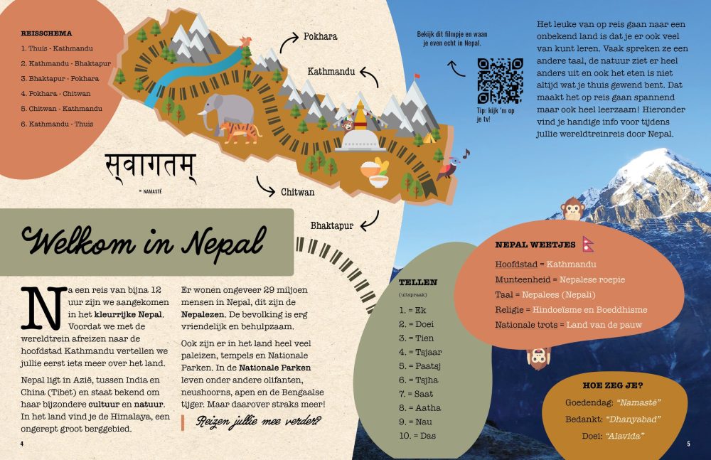 Spread Ontdek Nepal, Welkomstpagina - de Wereldtrein